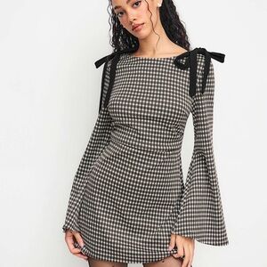 Black and White Gingham Dress with Bows